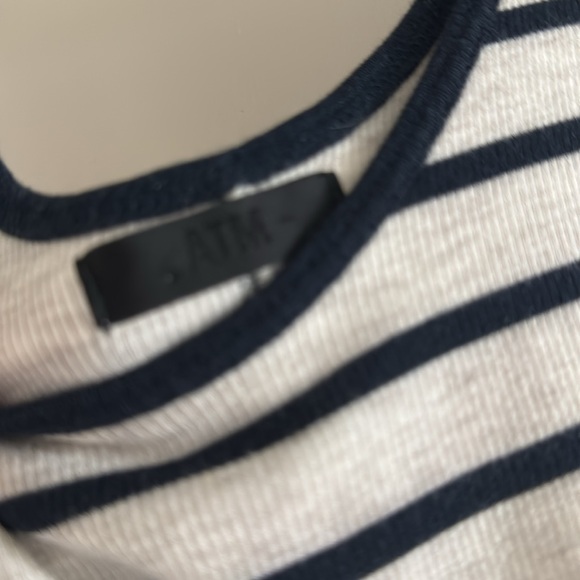 New ATM Striped Bodysuit Navy Gray Modal One Piece L - Picture 3 of 6